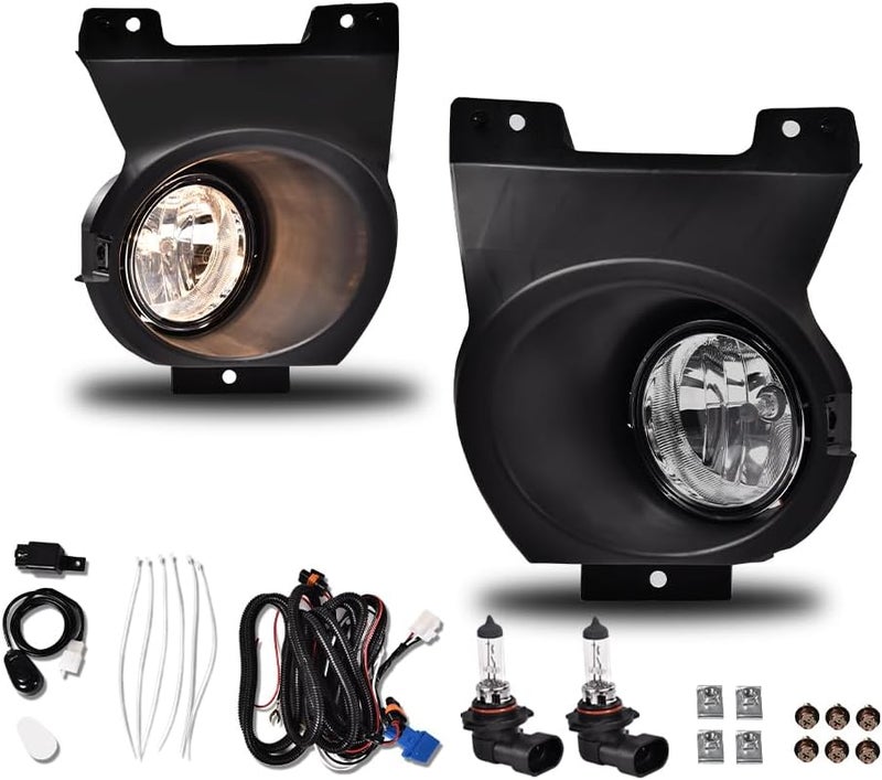 DOTCOM 2PCS 42W Fog Light Assembly, Fit Ford F150 2011 2012 2013 2014,(NOT For SVT Raptor Models), Bumper Driving Lamps, Clear lens, W/Switch/Bracket/Bulbs - Image 1